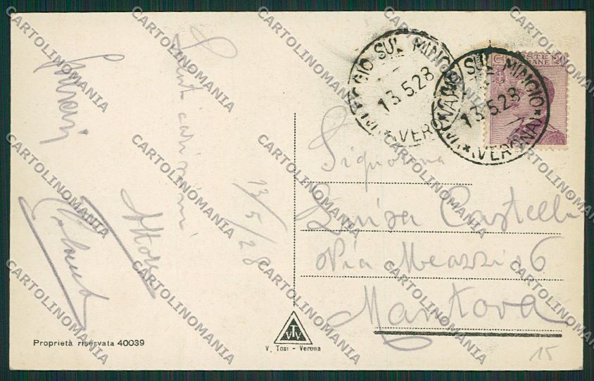 Verona Valeggio sul Mincio RIPARATA cartolina ZC3742 – retro