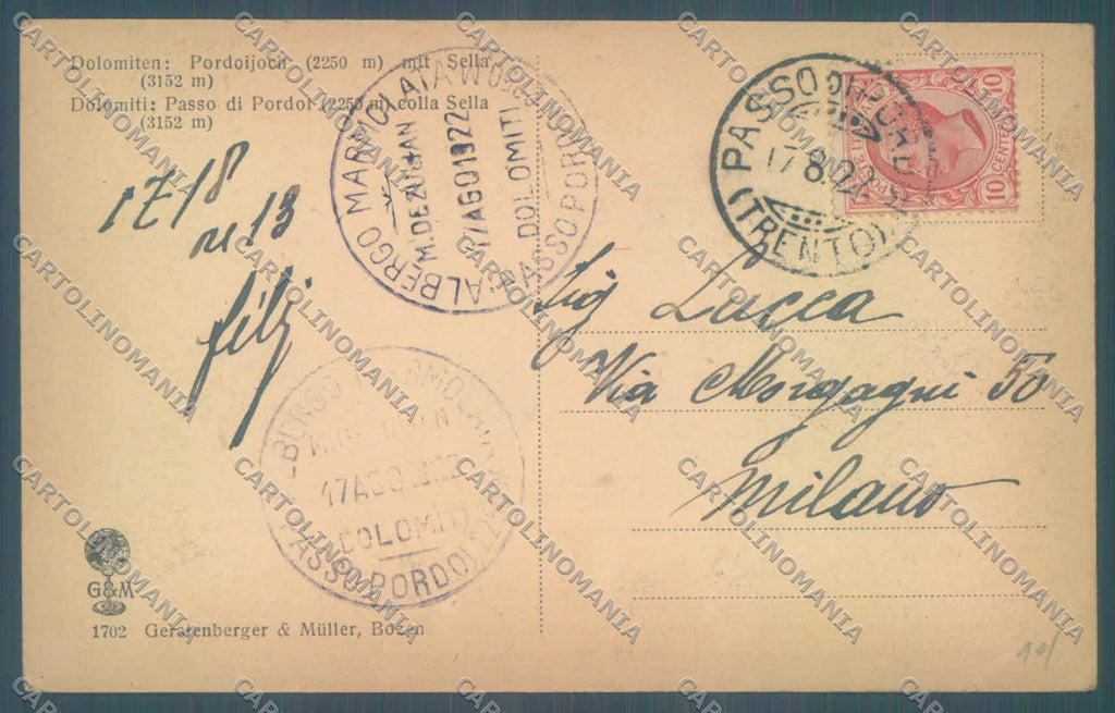Trento Canazei Passo Pordoi PIEGA cartolina ZC3837 – retro