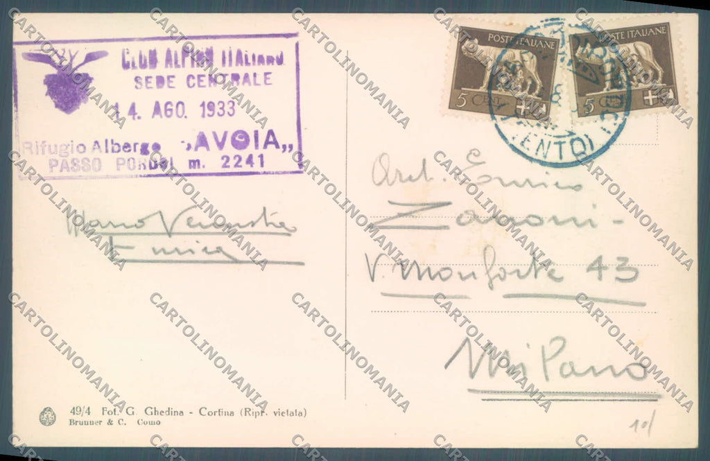 Trento Canazei Passo Pordoi Marmolada Cai cartolina ZC3843 – retro