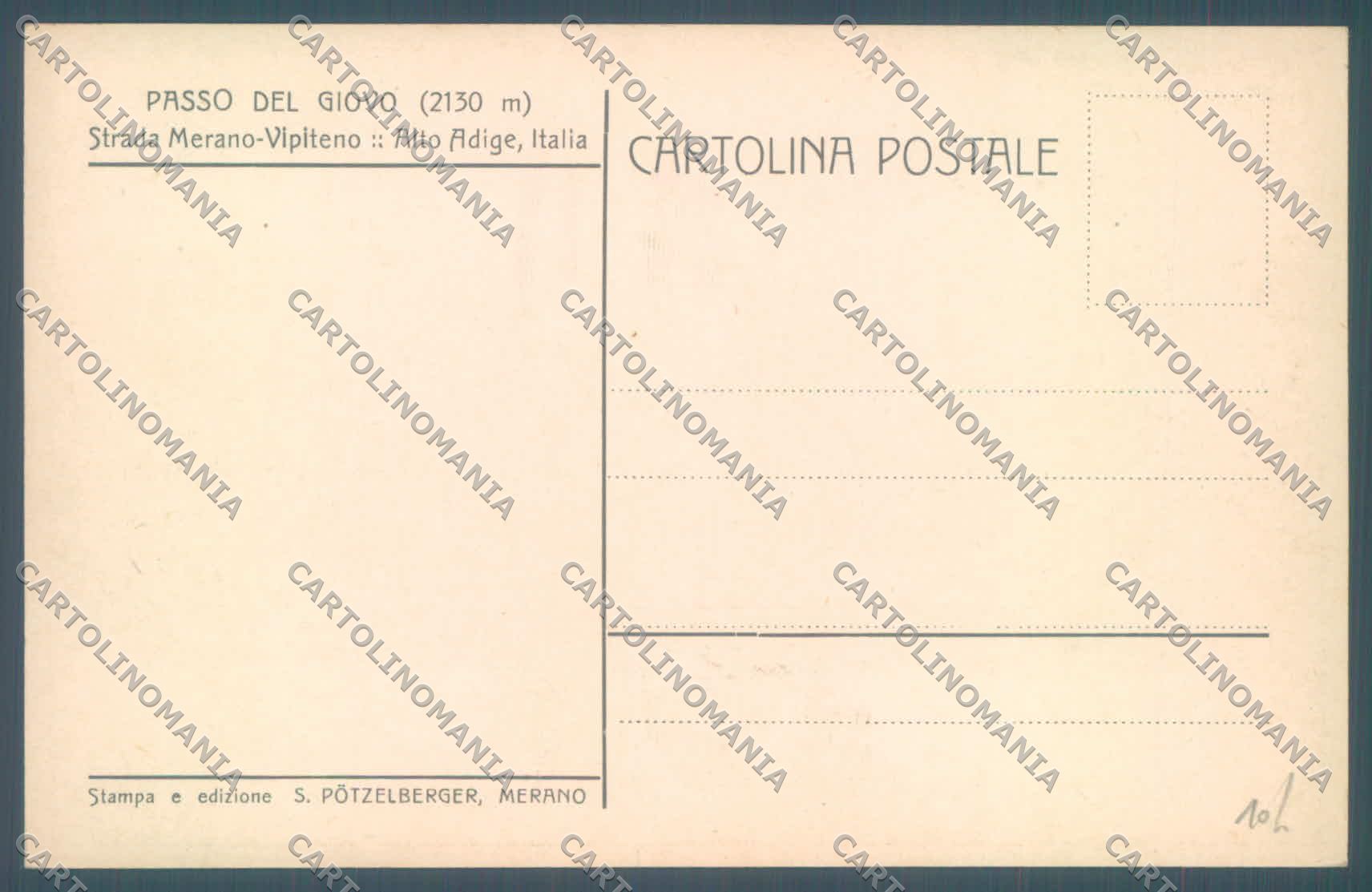 Bolzano Passo del Giovo Strada Merano Vipiteno cartolina ZC3863 – retro