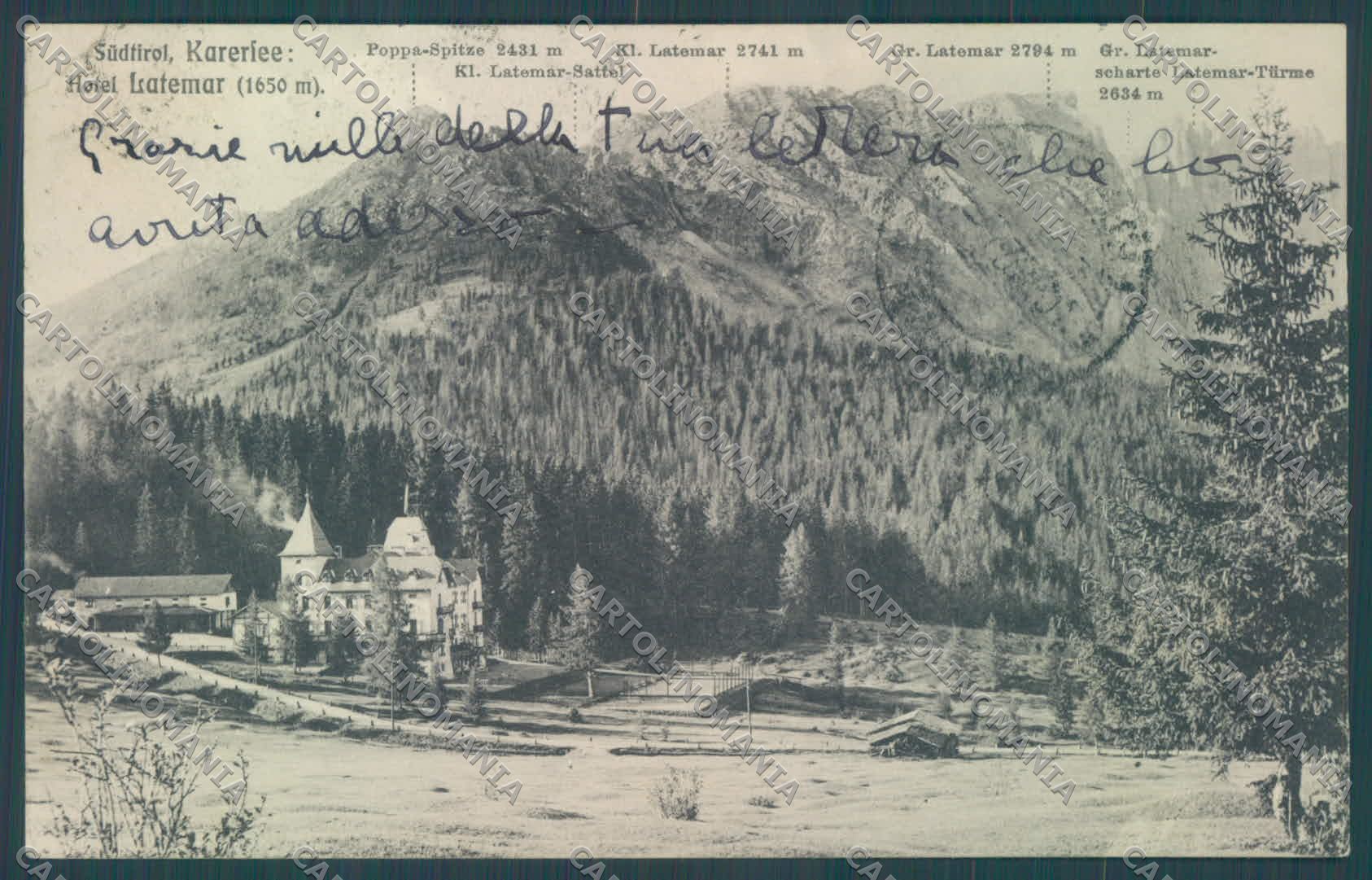 Trento Carezza Hotel Latemar PIEGA cartolina ZC3912 – fronte