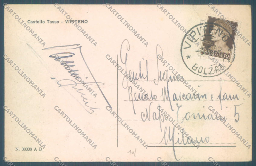 Bolzano Vipiteno Castel Tasso PIEGHE cartolina ZC3957 – retro