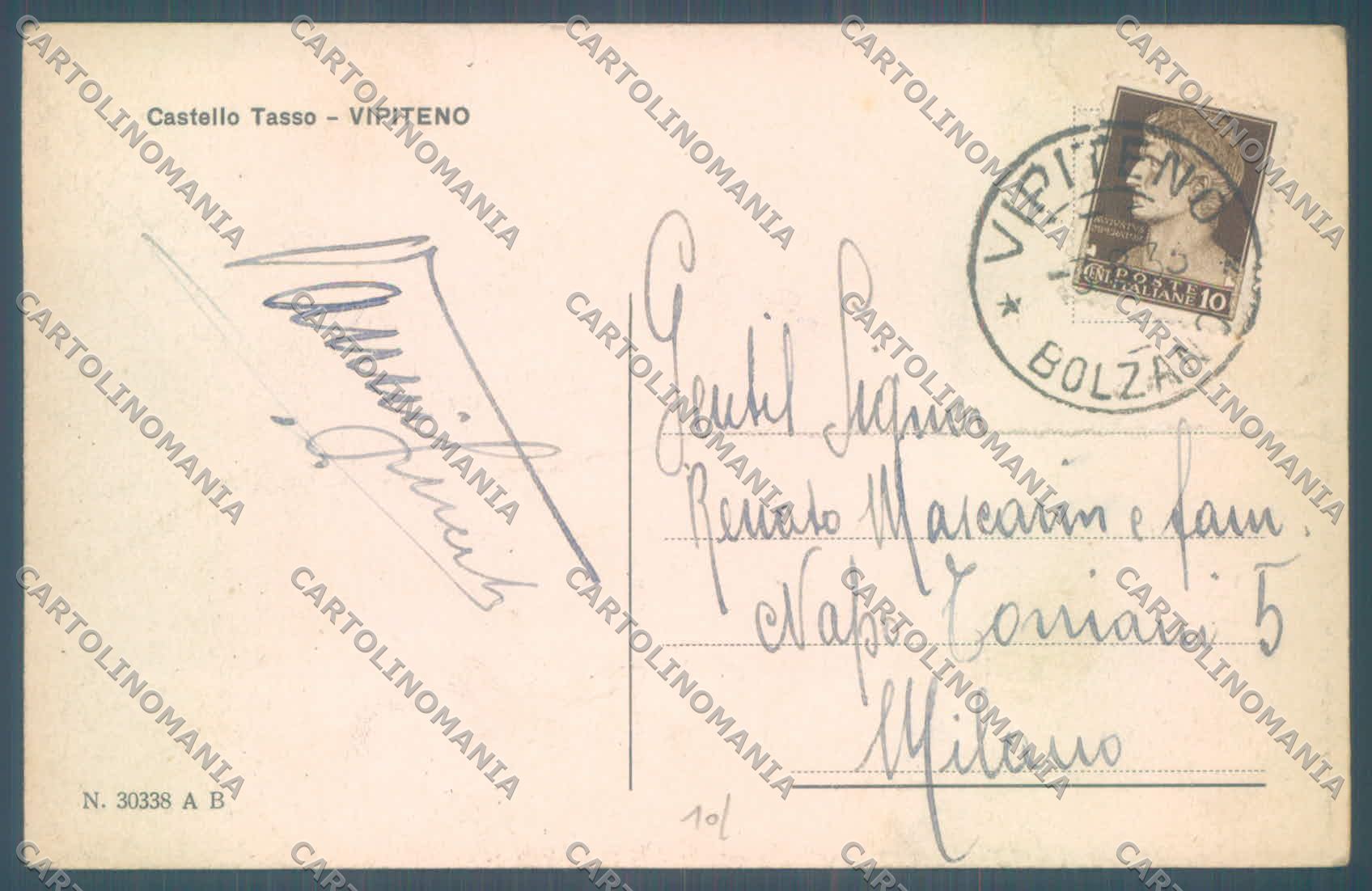 Bolzano Vipiteno Castel Tasso PIEGHE cartolina ZC3957 – retro