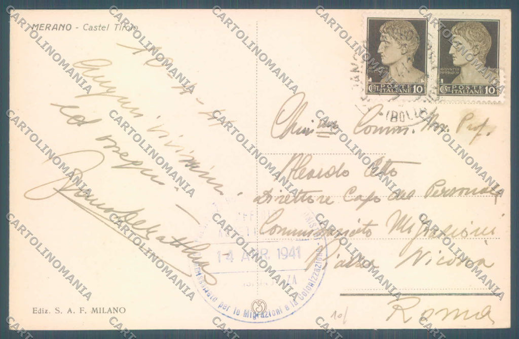 Bolzano Merano Castel Tirolo cartolina ZC3961 – retro