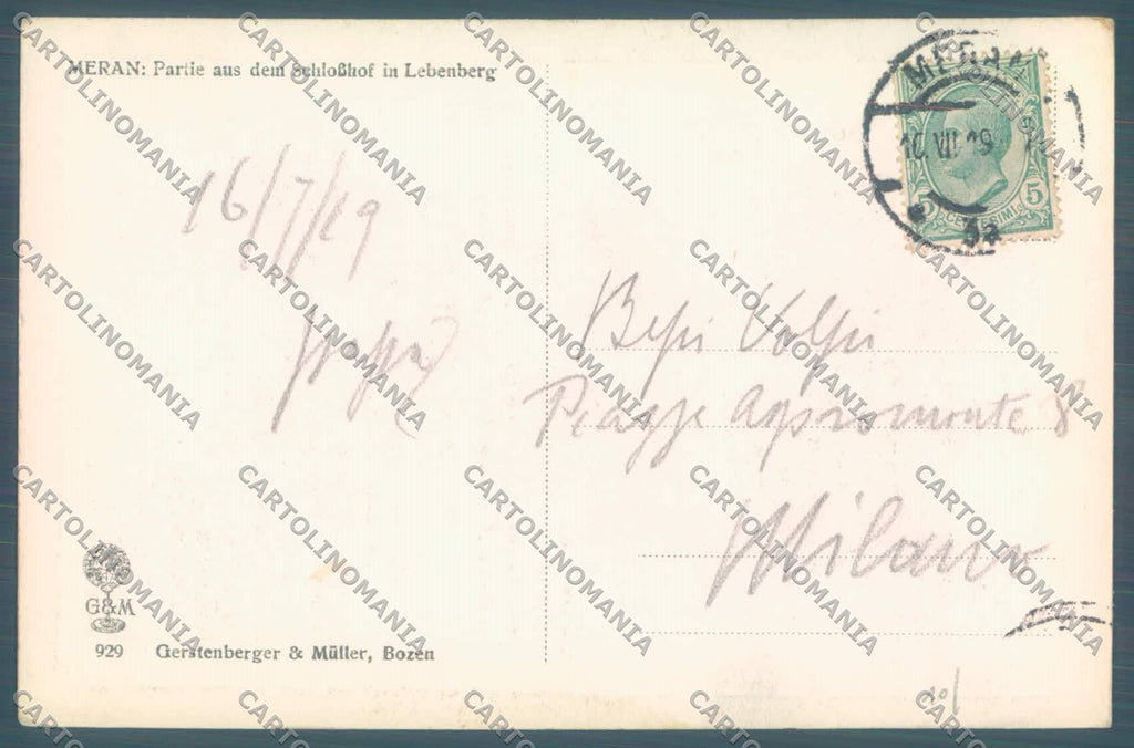 Bolzano Merano Castel Lebenberg cartolina ZC3977 – retro