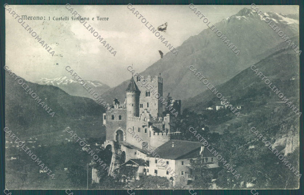 Bolzano Merano Castelli Fontana e Torre MACCHIA cartolina ZC3983 – fronte
