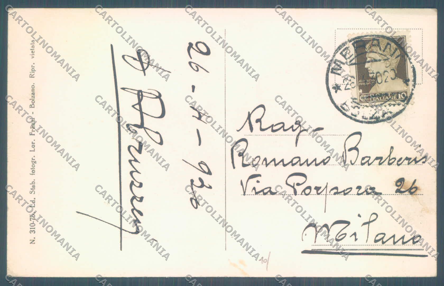 Bolzano Merano Castelli Fontana e Torre MACCHIA cartolina ZC3983 – retro