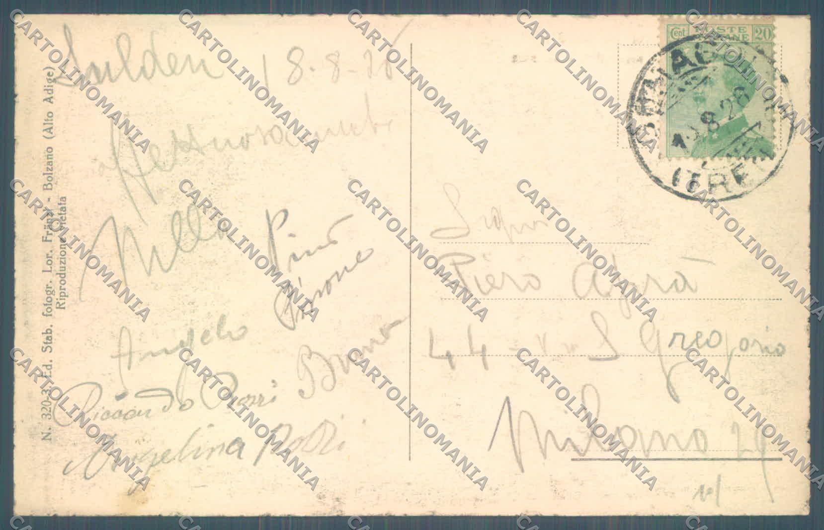 Bolzano Rifugio Payer Costa Tabaretta Ortles cartolina ZC3987 – retro