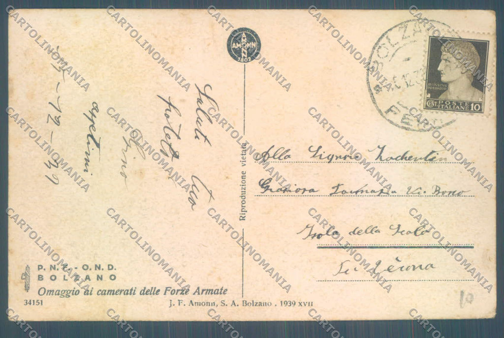 Bolzano Città Stazione Fontana ANGOLINI SCOLLATI cartolina ZC4035 – retro