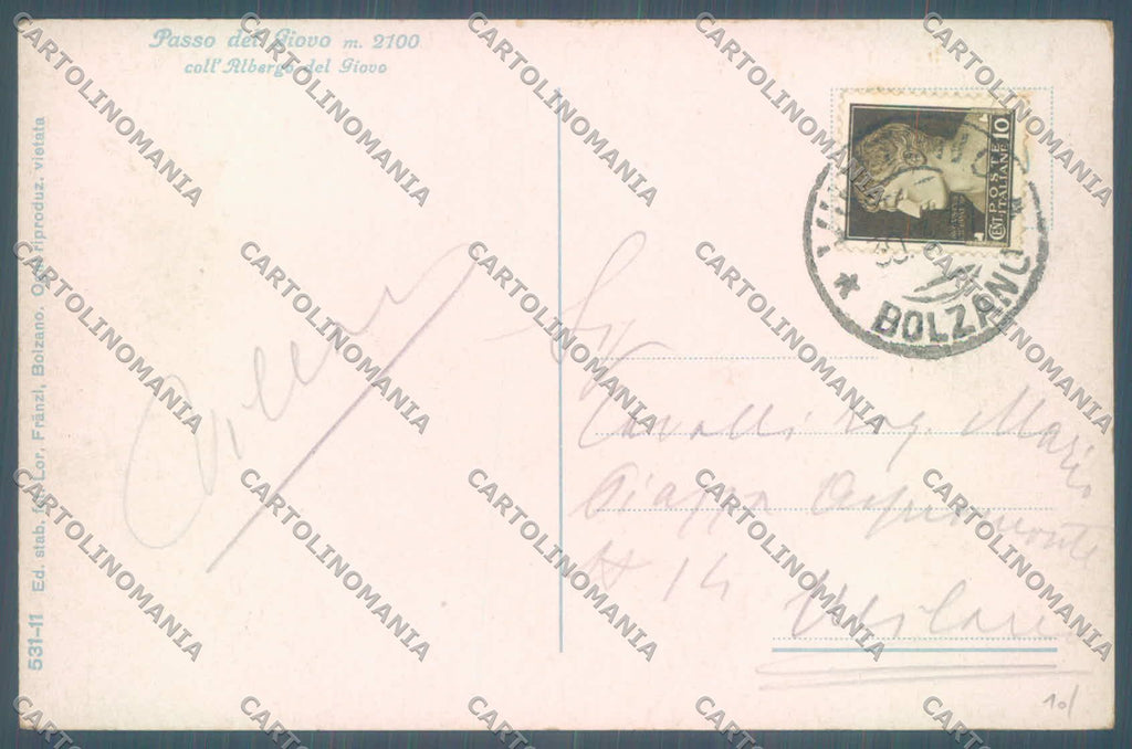 Bolzano Passo del Giovo ABRASA cartolina ZC4044 – retro