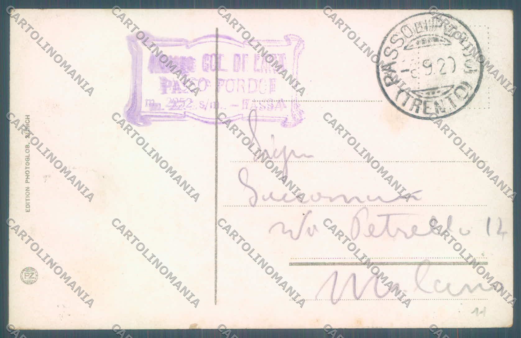 Belluno Passo Pordoi Gruppo Sella Albergo Col di Lana cartolina ZC4046 – retro