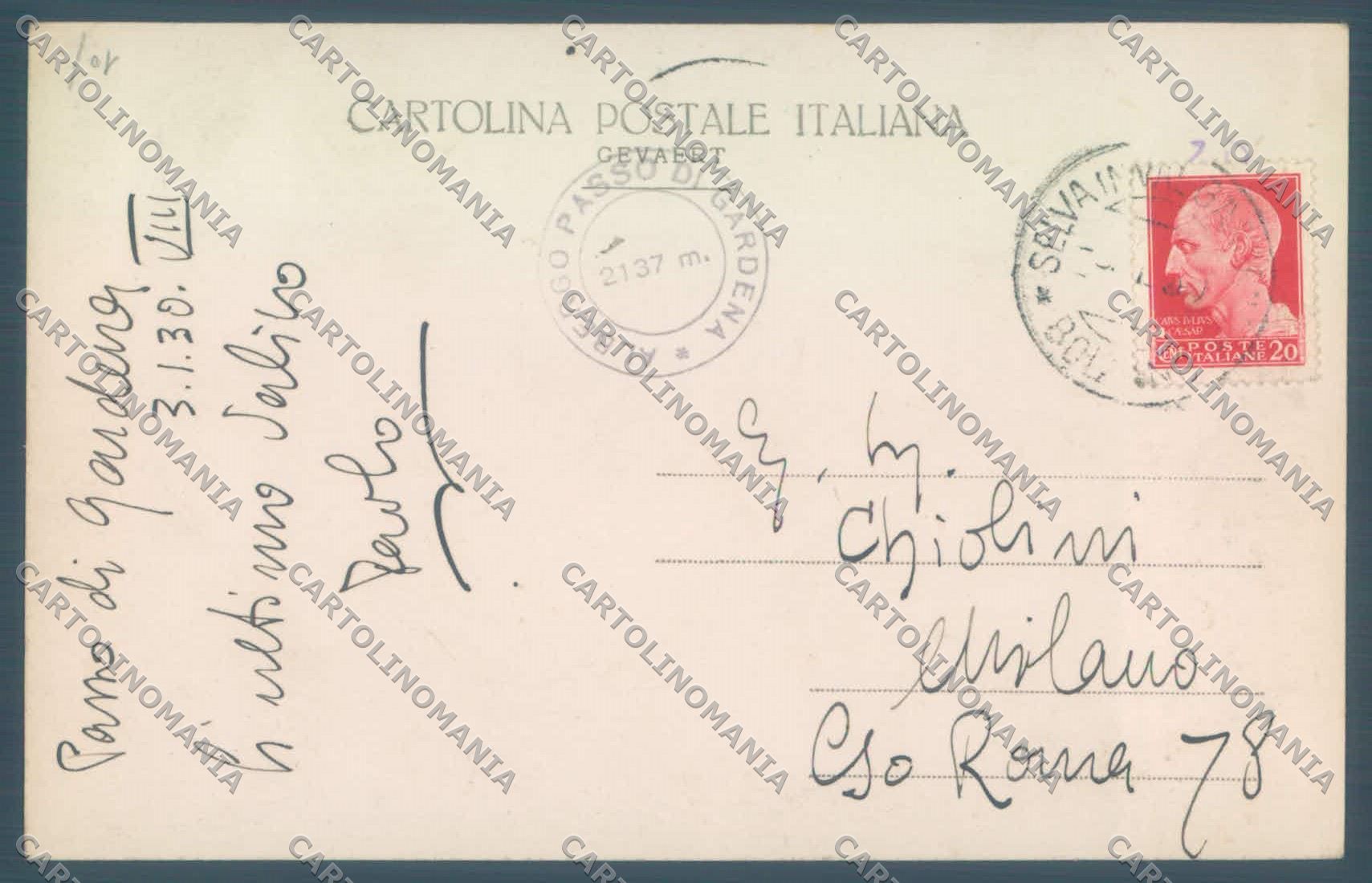 Bolzano Passo Gardena Sassolungo Nevicata PIEGHE Foto cartolina ZC4080 – retro