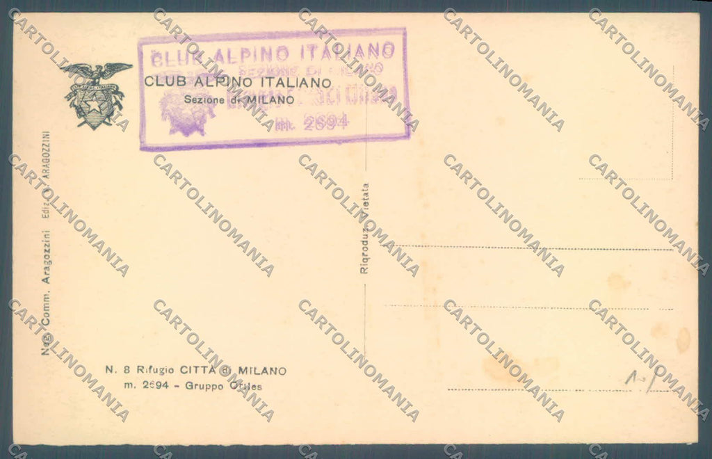 Bolzano Solda Rifugio Città di Milano Cai Foto cartolina ZC4122 – retro