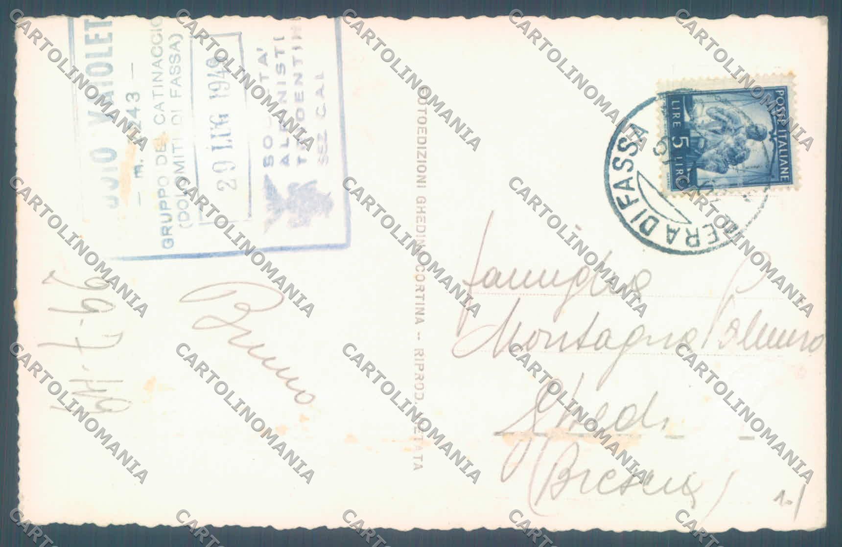 Trento Pozza di Fassa Rifugio Vajolet Coronelle PIEGHINA Foto cartolina ZC4130 – retro
