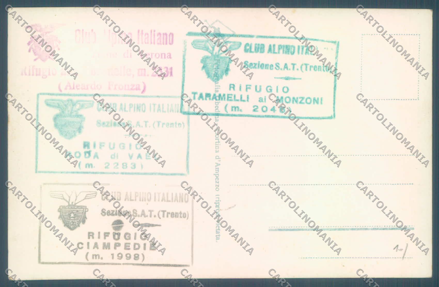 Trento Vigo di Fassa Rifugio Ciampedie Torri Vajolet Cai Foto cartolina ZC4134 – retro