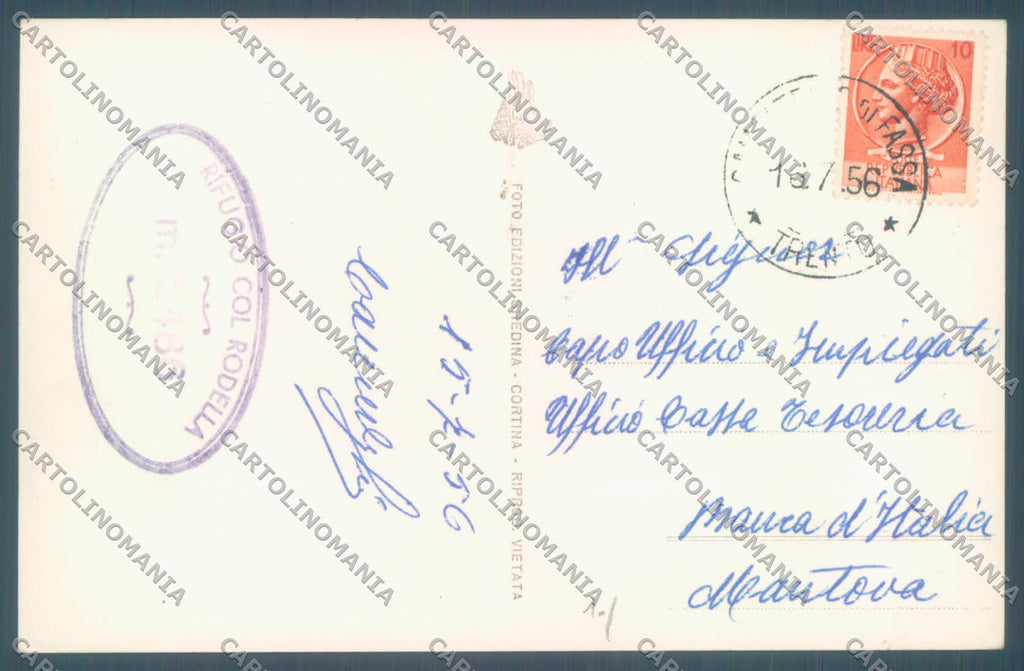 Bolzano Rifugio Col Rodella Gruppo Sassolungo Foto cartolina ZC4136 – retro