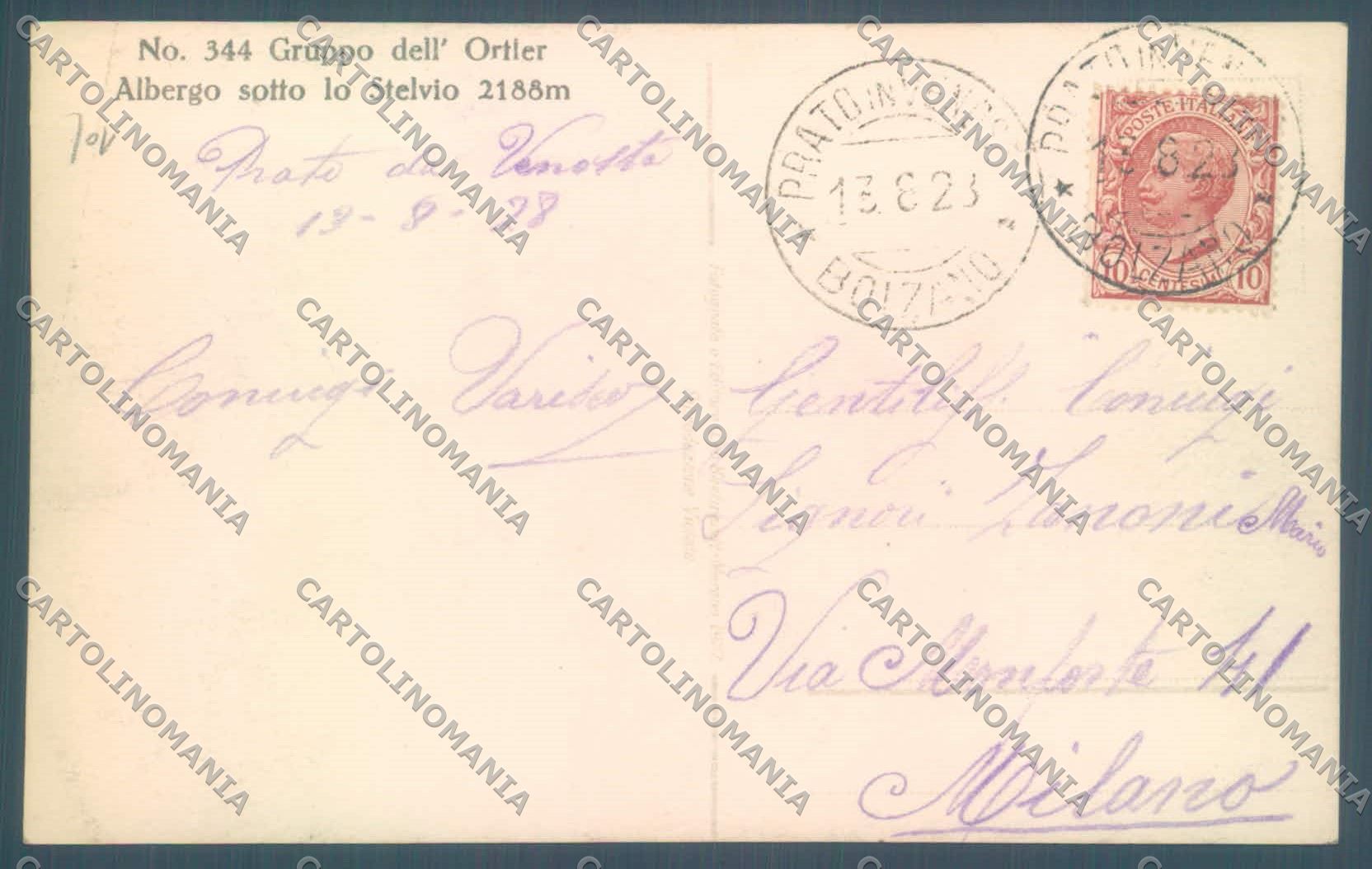 Bolzano Stelvio Albergo Sotto lo Stelvio Gruppo Ortler Foto cartolina ZC4192 – retro