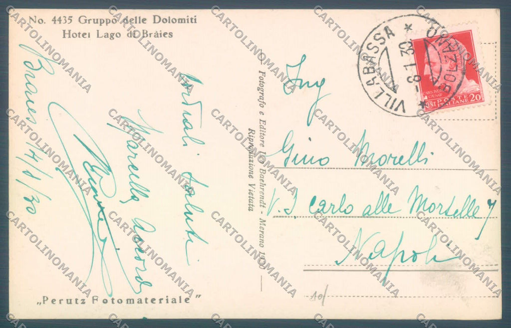 Bolzano Braies Lago di Foto cartolina ZC4205 – retro