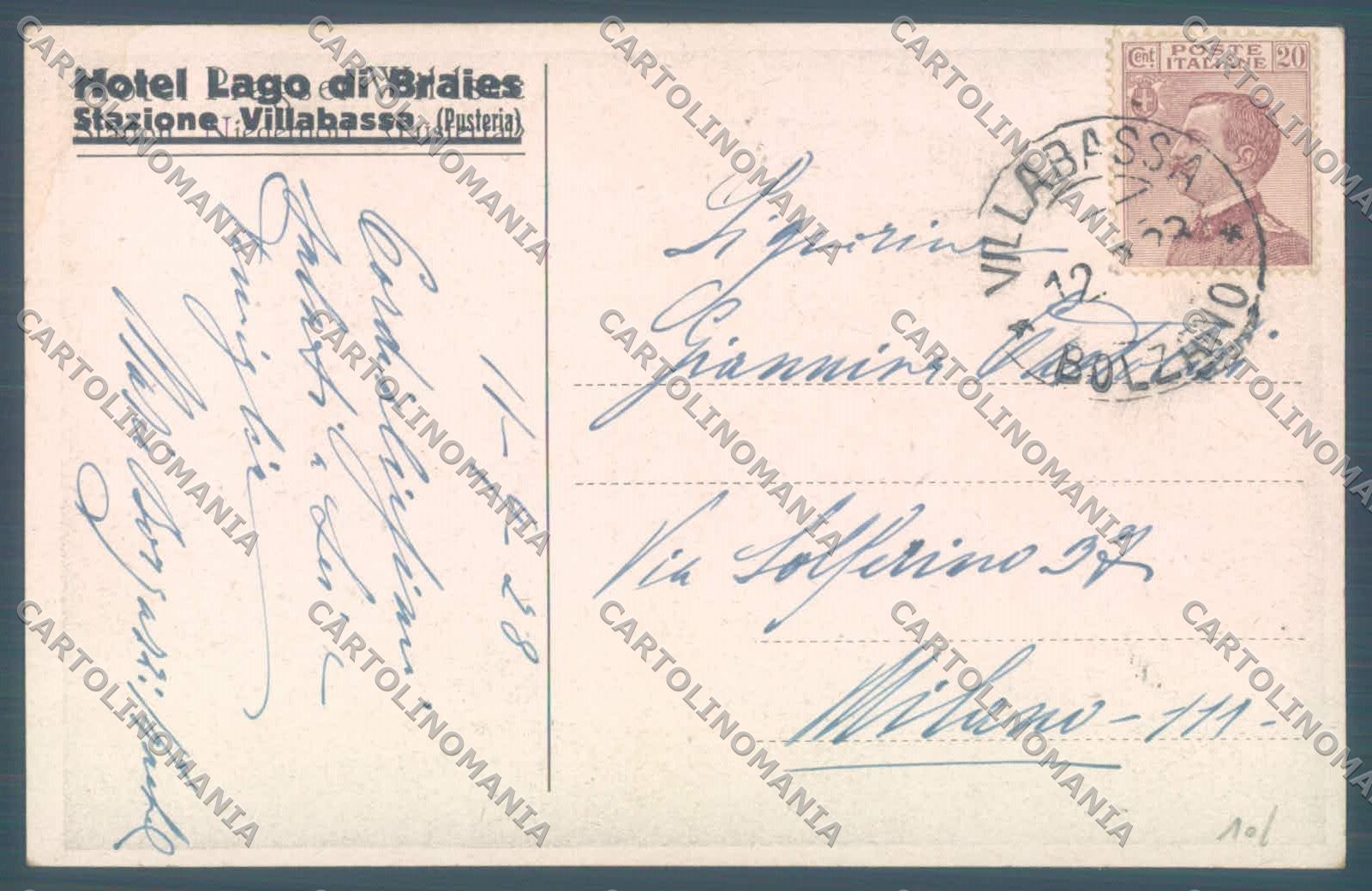 Bolzano Braies Villabassa Hotel Lago di Braies cartolina ZC4208 – retro