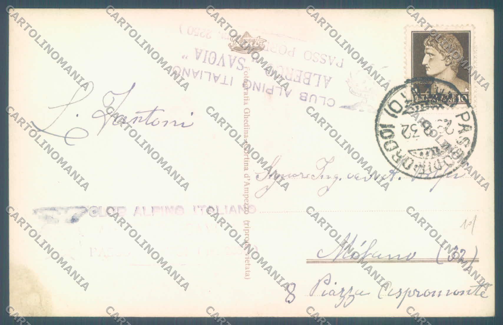 Trento Canazei Passo Pordoi Alberghi Maria Savoia Cai Foto cartolina ZC4238 – retro