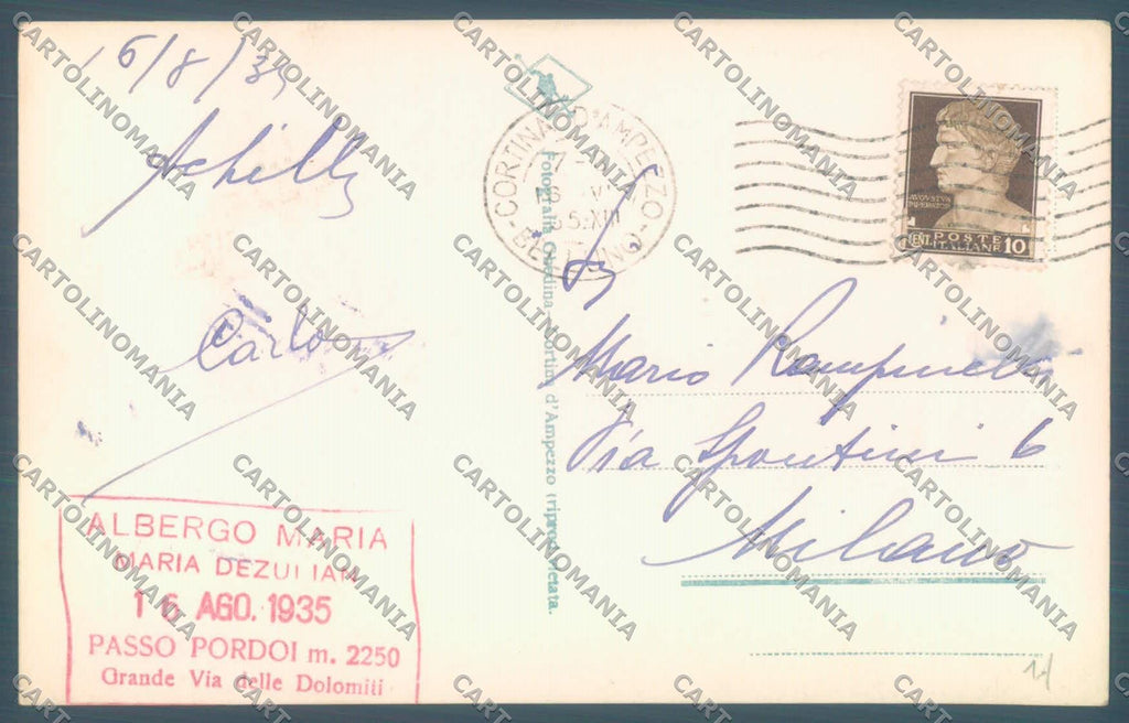 Trento Canazei Passo Pordoi Gruppo Sella Alberghi Foto cartolina ZC4242 – retro