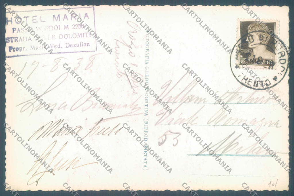 Trento Canazei Passo Pordoi Gruppo Sella Foto cartolina ZC4247 – retro