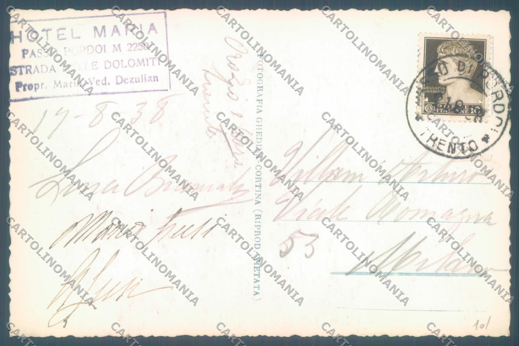 Trento Canazei Passo Pordoi Gruppo Sella Foto cartolina ZC4247 – retro