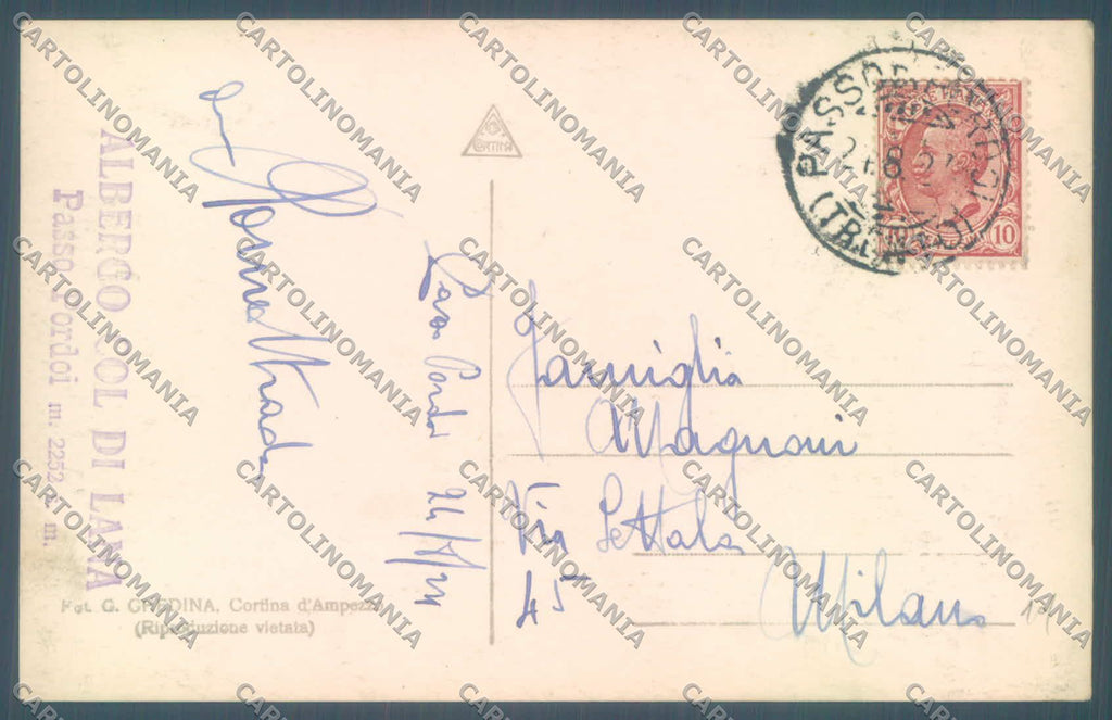 Trento Canazei Passo Pordoi Albergo Col di Lana Nevicata Foto cartolina ZC4254 – retro