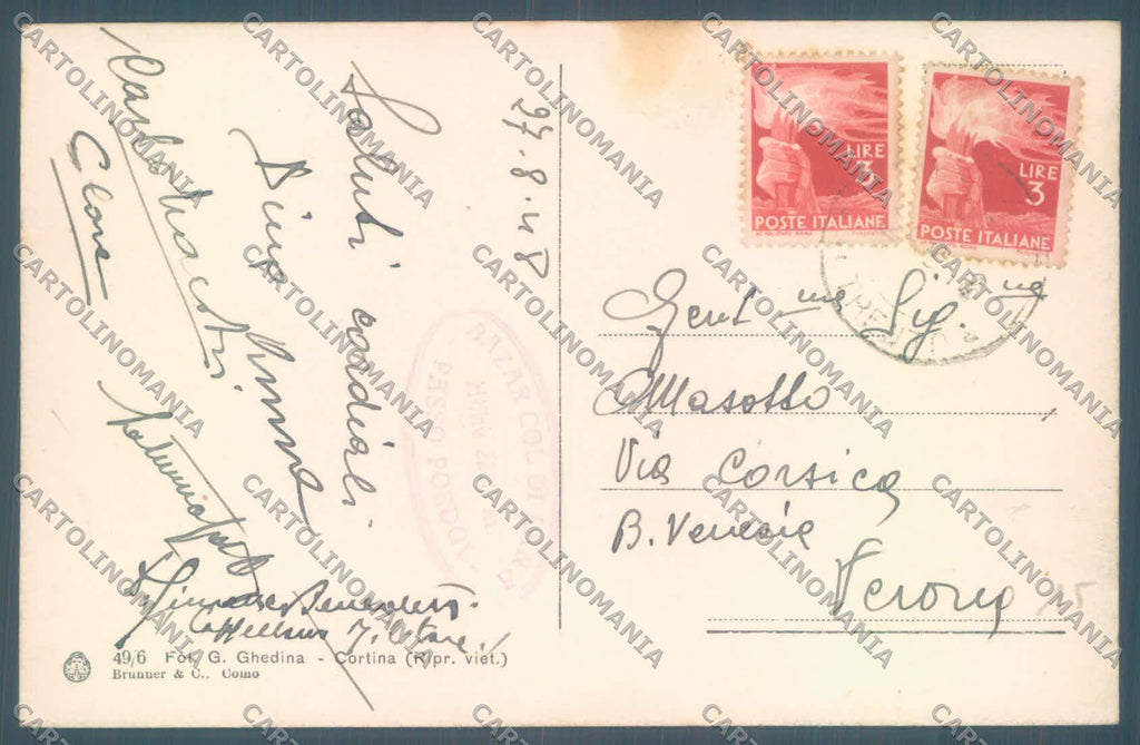 Trento Canazei Passo Pordoi Tofane Col di Lana cartolina ZC4358 – retro
