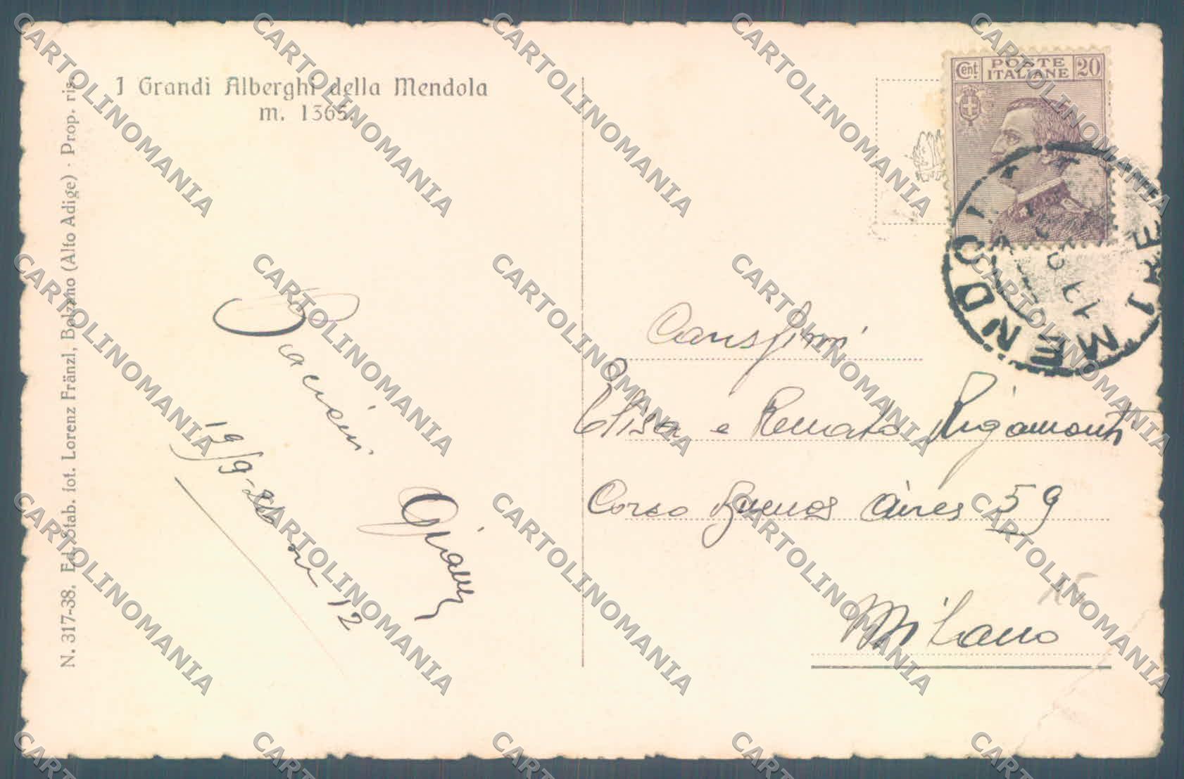 Trento Mendola Grandi Alberghi di cartolina ZC4393 – retro