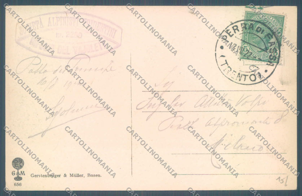 Trento Val di Fassa Rifugio Vajolet Gruppo Catinaccio cartolina ZC4410 – retro