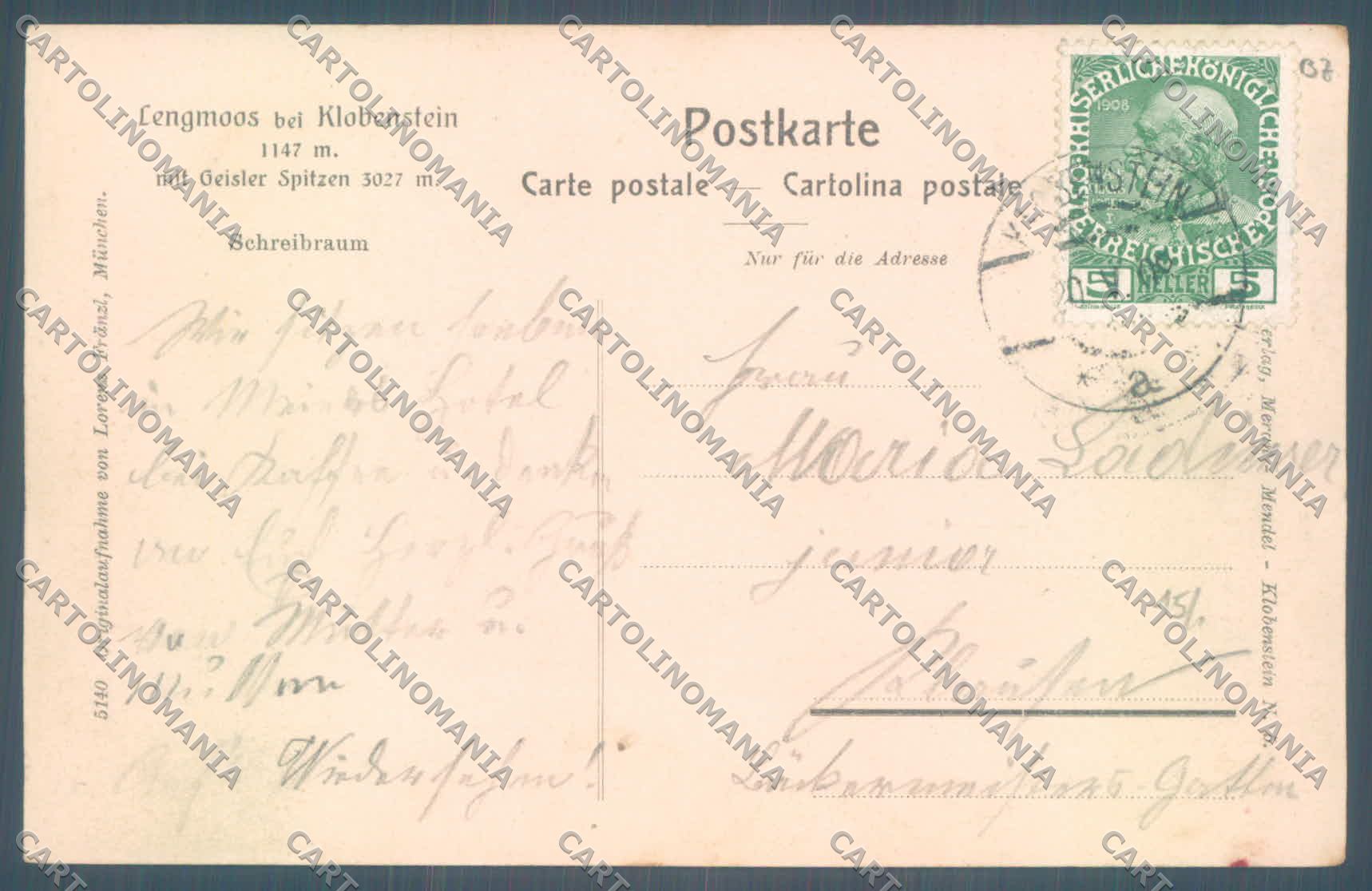 Bolzano Renon Longomoso cartolina ZC4482 – retro