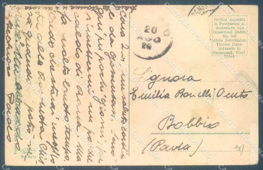 Bolzano Brennero Colle Isarco Gossensass PIEGHINA ABRASA cartolina ZC4508 – retro