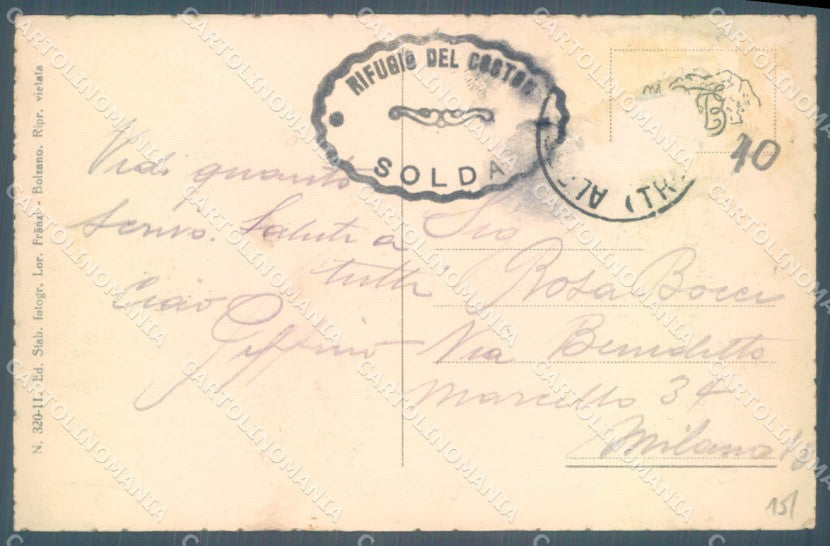 Bolzano Stelvio Solda Rifugio Coston Gruppo Ortler cartolina ZC4511 – retro