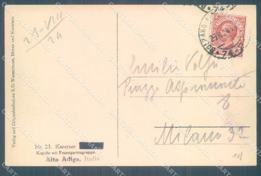 Bolzano Nova Levante Carezza Gruppo Catinaccio cartolina ZC4530 – retro