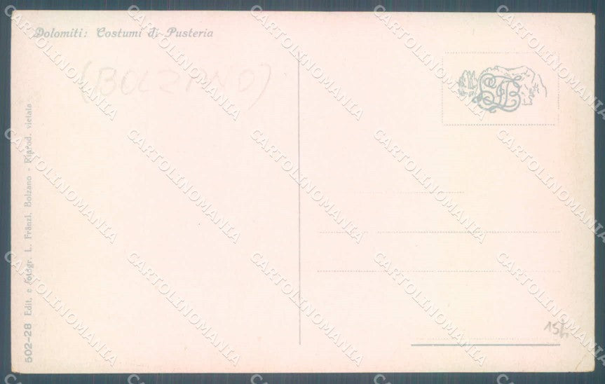 Bolzano Val Pusteria Costumi cartolina ZC4552 – retro