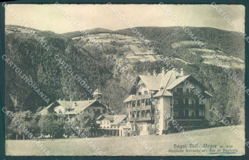 Bolzano Rio in Pusteria Bagni Dott. Steger PIEGHINA cartolina ZC4559 – fronte