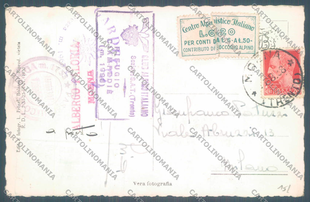 Trento Vigo di Fassa Rifugio Ciampedie Catinaccio Vajolet Foto cartolina ZC4567 – retro