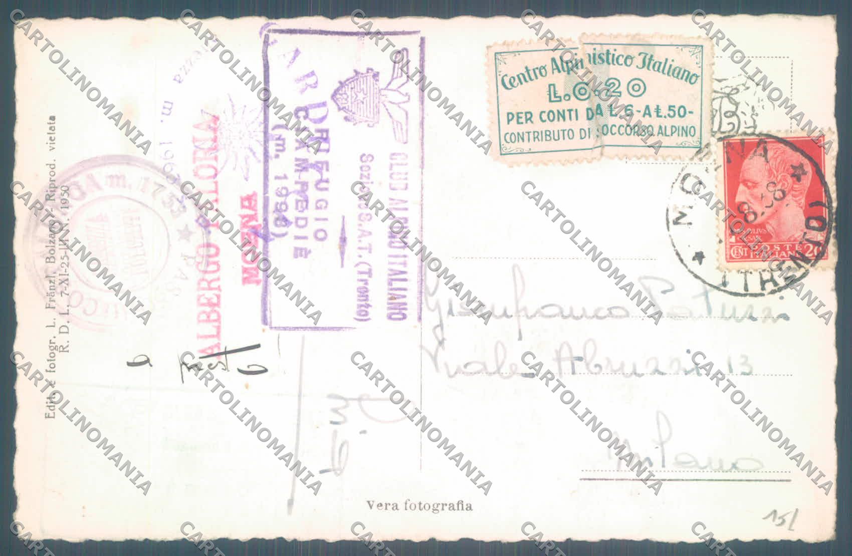 Trento Vigo di Fassa Rifugio Ciampedie Catinaccio Vajolet Foto cartolina ZC4567 – retro