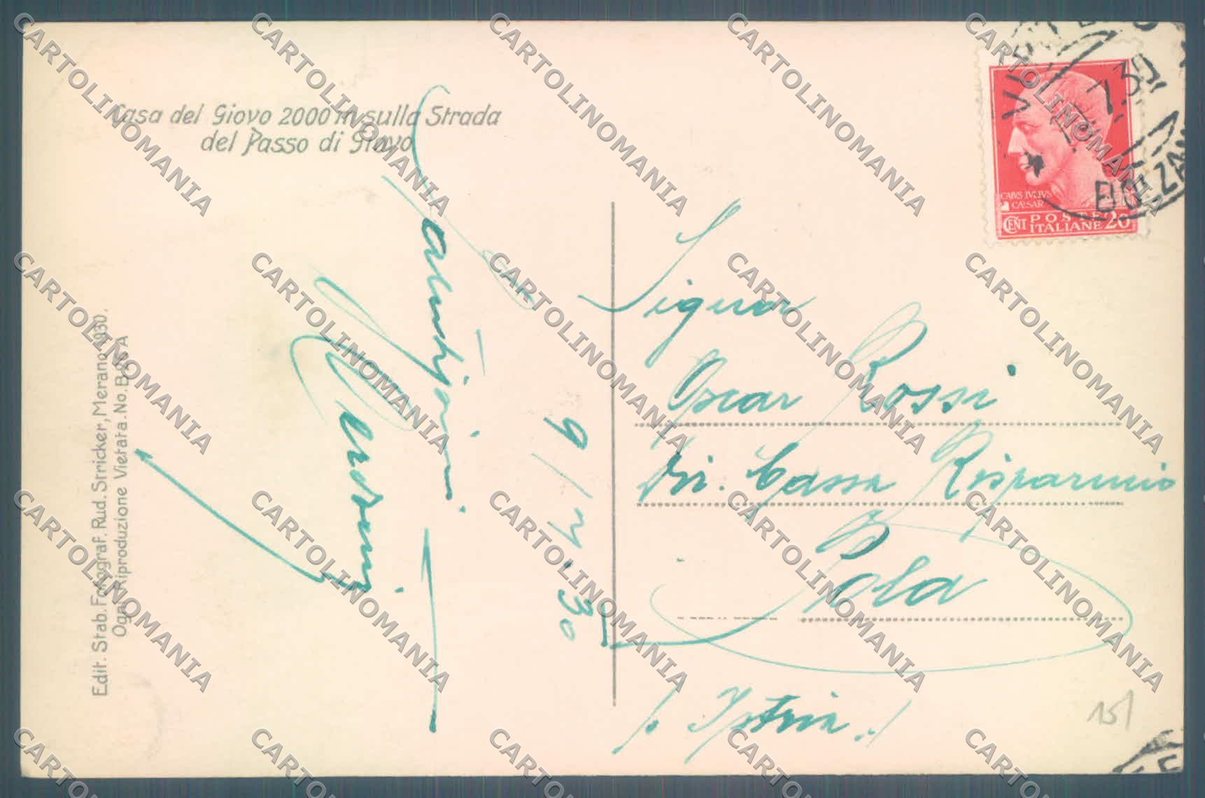 Bolzano Passo del Giovo Casa del Giovo MACCHIA Foto cartolina ZC4573 – retro