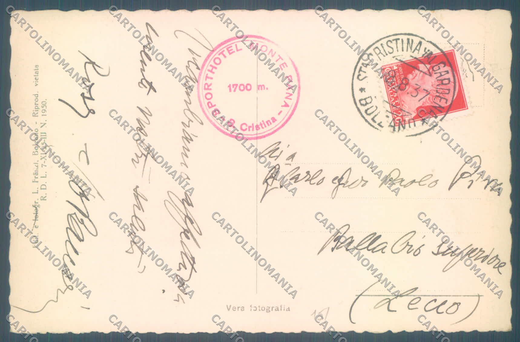 Bolzano Santa Cristina Valgardena Sport Hotel Monte Pana Cai cartolina ZC4587 – retro