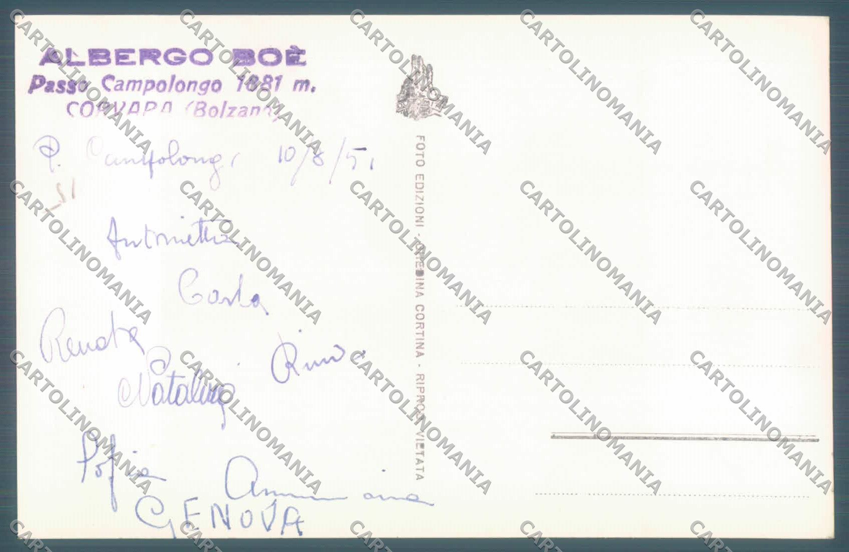 Belluno Passo Campolongo Albergo Boè Foto cartolina ZC4605 – retro
