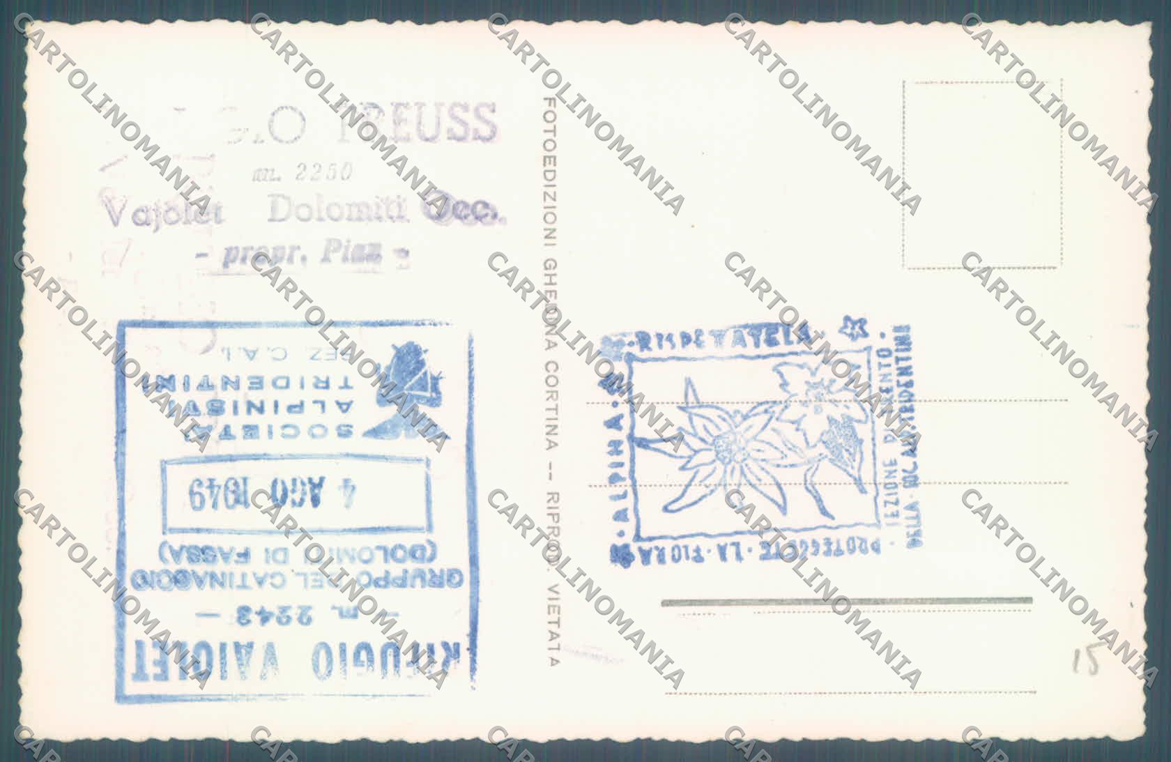 Trento Pozza di Fassa Rifugio Preuss al Vajolet Coronelle Foto cartolina ZC4622 – retro
