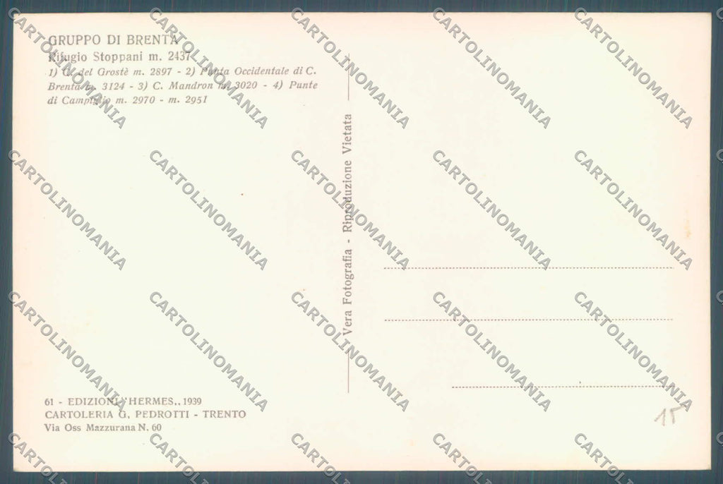 Bolzano Pinzolo Madonna di Campiglio Rifugio Stoppani Foto cartolina ZC4629 – retro