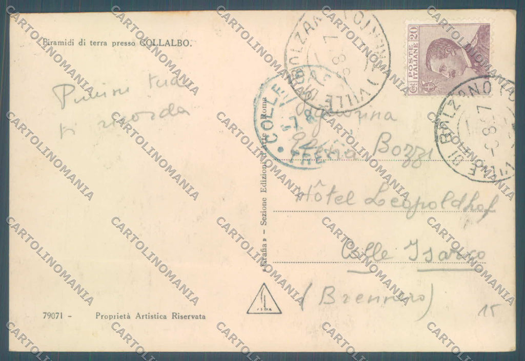 Bolzano Renon Collalbo Piramidi di Terra Foto cartolina ZC4648 – retro