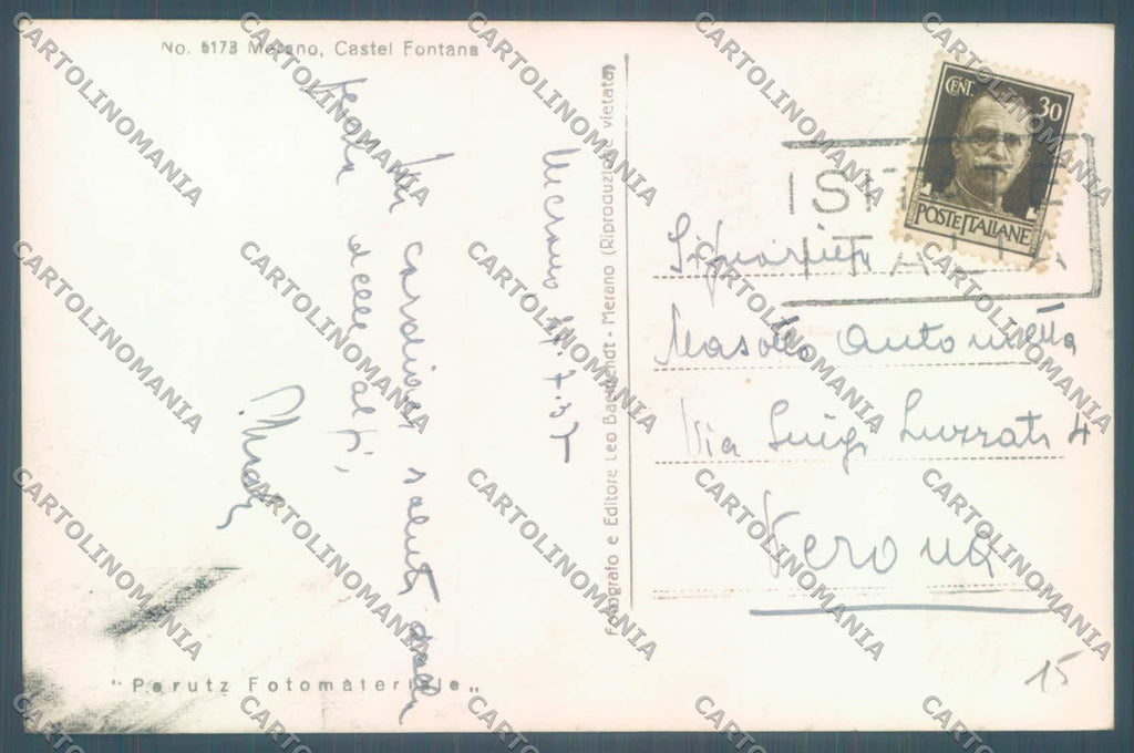 Bolzano Merano Castel Fontana PIEGHINA Foto cartolina ZC4660 – retro