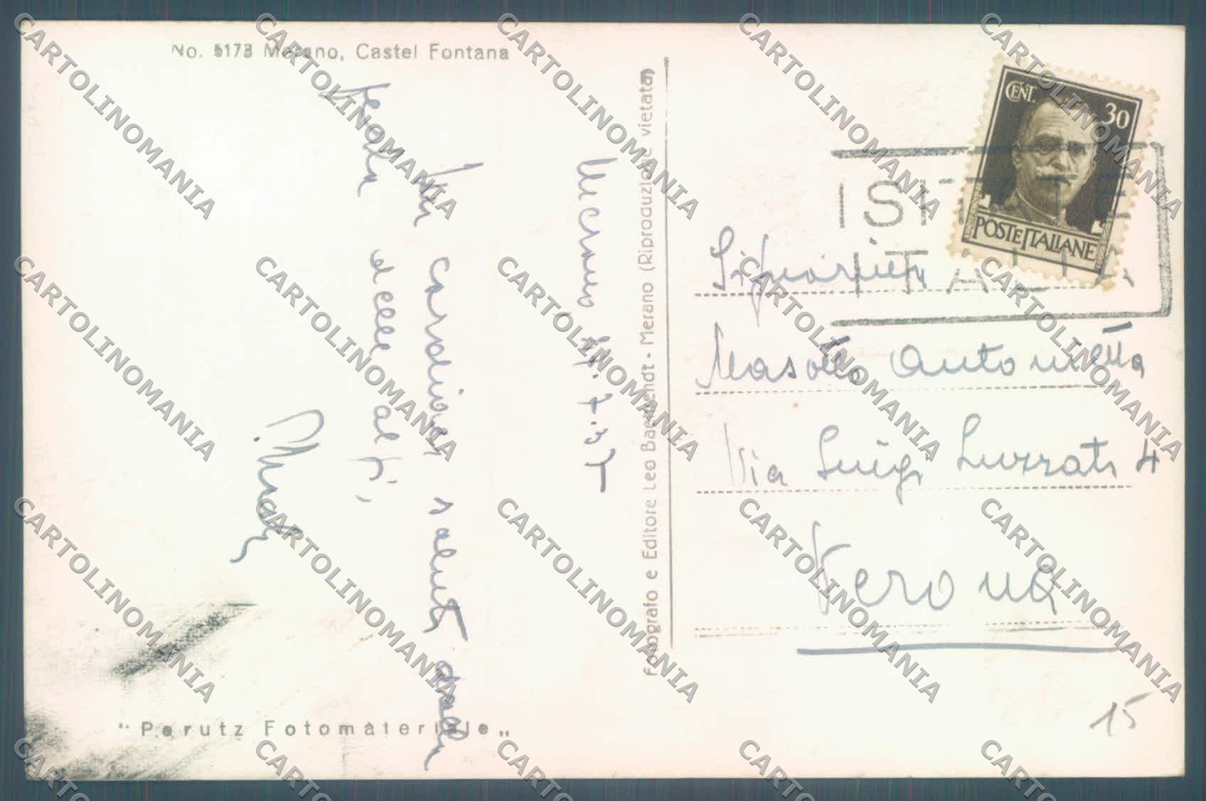 Bolzano Merano Castel Fontana PIEGHINA Foto cartolina ZC4660 – retro
