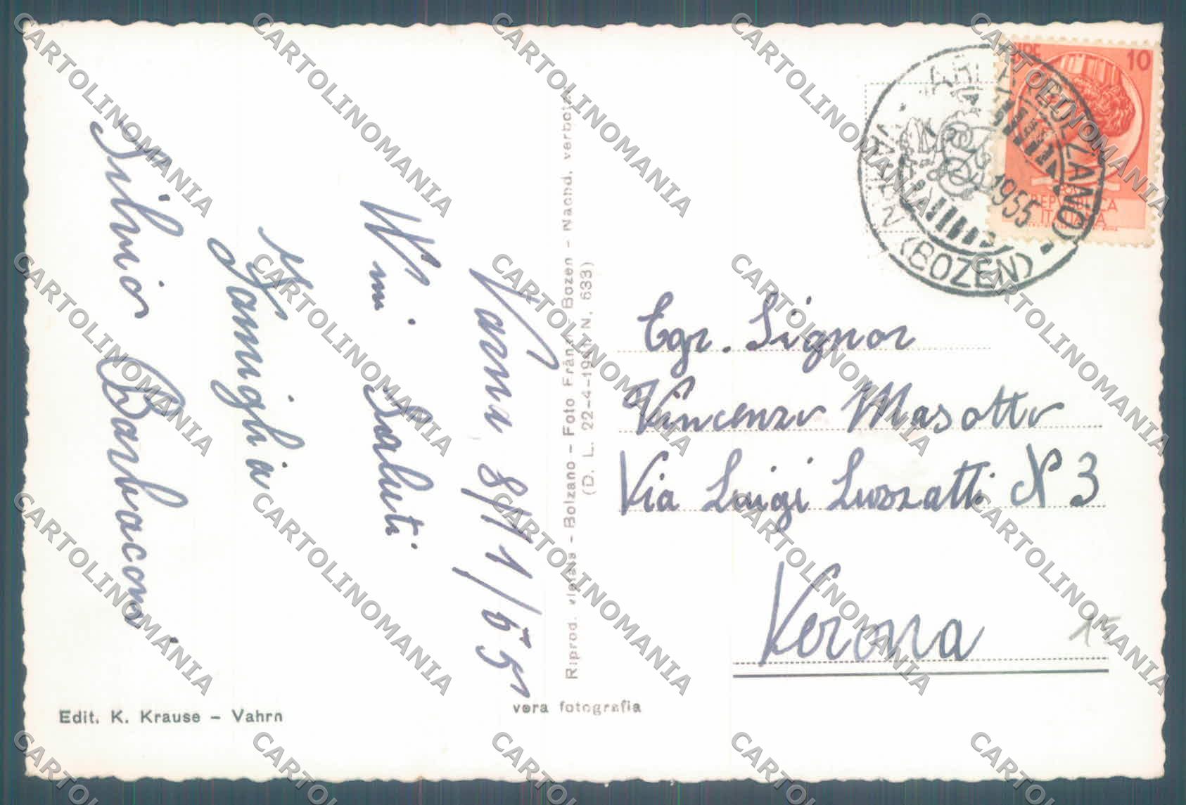 Bolzano Varna Sud Tirolo Foto cartolina ZC4693 – retro