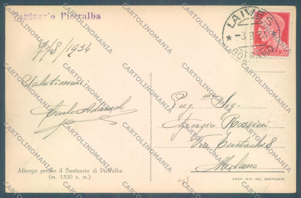 Bolzano Nova Ponente Pietralba Santuario di PIEGHINA Foto cartolina ZC4699 – retro