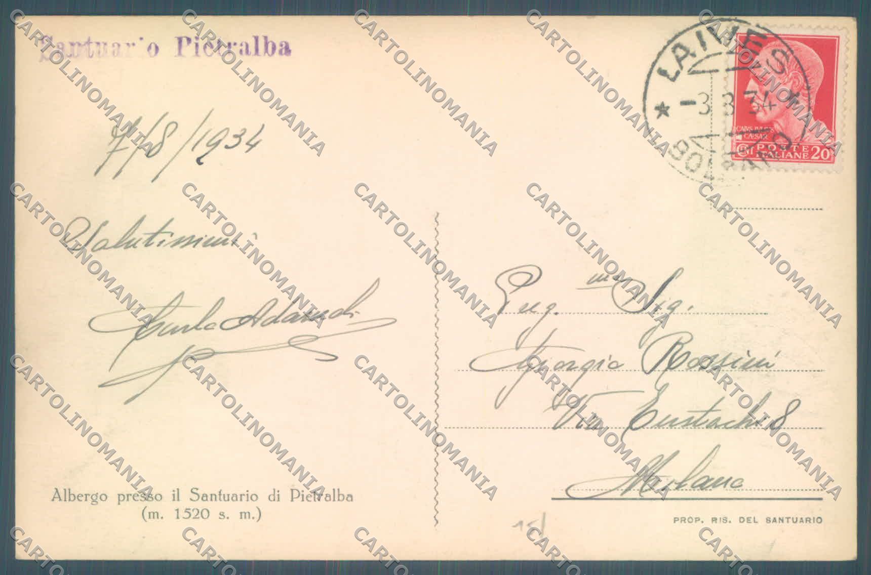 Bolzano Nova Ponente Pietralba Santuario di PIEGHINA Foto cartolina ZC4699 – retro